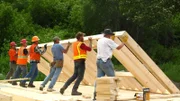 Preparations begin for the first cabin to be built on the claim.