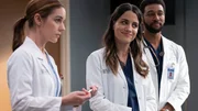 Grey's Anatomy Staffel 21 Folge 12 Besuch am Krankenbett: Adelaide Kane als Dr. Jules Millin, Natalie Morales als Dr. Monica Beltran, Anthony Hill als Dr. Winston Ndugu
