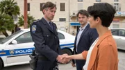 Branka (Neda Rahmanian, re.) und ihr Kollege Emil (Lenn Kudrjawizki, Mitte) arbeiten bei einem Mordfall mit dem örtlichen Polizeichef Jure Poković (Benjamin Sadler, li.) zusammen.
