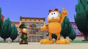 Paddy zeigt Garfield wie die Welt w&auml;re, wenn es ihn nicht g&auml;be.