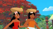Timeti und ihre Mutter Maeva nehmen als Team am großen Maui-Wettkampf teil. Das Balancieren eines Obstkorbes klappt schon recht gut.