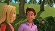 Hinter dem Busch sitzt Jerry und beobachtet, wie Wendy (l.) mit dem berühmten Filmstar (r.) einen Spaziergang macht. Jerry fragt sich, ob er jetzt bei Wendy abgemeldet ist.