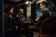 (v.l.n.r.) Trudy Judy (Nicole Byer); Terry Jeffords (Terry Crews); Jake Peralta (Andy Samberg)