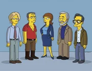 Selig sind die Dummen: Andy Dick (l.), James Patterson (2.v.l.), Dr. Swanson (M.), Stephen Sondheim (2.v.r.) und ein Psychologe (r.) ...
