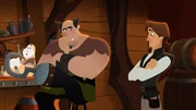 TANGLED: THE SERIES - "What the Hair?!" - Rapunzel and Cassandra venture out to a wizard's cottage to try and find out what has happened to her hair. This episode of "Tangled: The Series" airs Friday, March 24 (7:30 - 8:00 P.M. EDT) on Disney Channel. (Disney Channel) HOOK FOOT, EUGENE