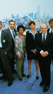 Det. Rey Curtis, Det. Lennie Briscoe, Lt. Anita Van Buren, Asst. D.A. Jamie Ross, D.A. Adam Schiff und Asst. D.A. Jack McCoy.