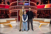v.li.: Kai Pflaume, August (12 Jahre), Jan-Josef Liefers.