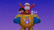 v.li.: Dora, Santa Claus, Boots