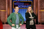 Als KandidatInnen zu Gast bei "Wer weiß denn sowas?": Der Komiker und Musiker Wigald Boning (l.) und die Fernsehmoderatorin Barbara Eligmann (r.).