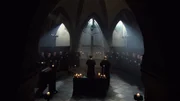 Benediktiner-Mönche bei der Messe in Kirche.