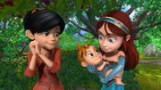 Scarlett und Marian bestaunen verzückt das Baby, das Lady Sable bei ihrer Flucht vor dem Sheriff versteckte.