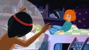 Lilli und Hektor entdecken den Indianerjungen in ihrem Zimmer.