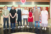 Von links: Kandidaten Tom Helbig, Swetlana Adler, Nikolaj Beck, Moderator Mario Kotaska, Kandidaten Ilka Gräf, Michel Ulbricht und Gabriele Riedl