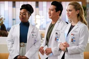 (v.li.): Bria Henderson (Dr. Jordan Allen), Will Yun Lee (Dr. Alex Park), Fiona Gubelmann (Dr. Morgan Reznick).