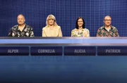ARD GEFRAGT - GEJAGT FOLGE 910, "Alexander Bommes präsentiert beliebtes Quizformat", am Montag (10.09.25) um 18:00 Uhr im ERSTEN. Aufzeichnung zum ARD-Quiz „Gefragt-Gejagt“ Die Kandidaten (v.l.n.r. am Panel): Alper Öztas, Cornelia Eggenwirth, Alicia Käs, Patrick Niedel