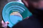 Kris Kelly holds a nice pan of gold.