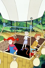 Pippi hat es trotz aller Gefahren geschafft, die gefährliche Ballonfahrt zu beenden. Annika und Tommy fällt ein Stein vom Herzen.