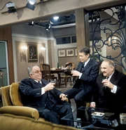 Robert Werner (Wirt v.d.Gulasch-Hütte), Peter Weck (Fredy Haslinger), Fritz Eckhardt (Edi Haslinger).