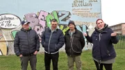 Carsten (2.v.li.) besucht mit Antje (re.) Mannheim – und trifft Michael und Lothar.