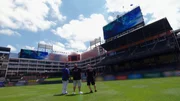 Prince Fielder, Wayde and Brett enjoying the views of the baseball field.