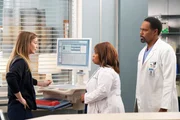 Streit um ein Organ, v.li.: Ellen Pompeo als Dr. Meredith Grey, Chandra Wilson als Dr. Miranda Bailey, Jason George als Dr. Ben Warren