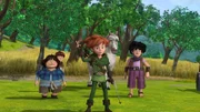 Robin Hood und seine Gefährten Tuck und Little John konnten erfolgreich den Sheriff und seine Männer verjagen, die das Pferd von Lubin beschlagnahmen wollten.