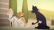 Belfort und Lupin helfen Diane mit einem Essigtuch gegen die Flöhe.
