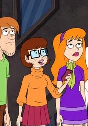 v.li.: Shaggy Rogers, Velma Dinkley, Daphne Blake
