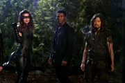 Dinah Drake (Juliana Harkavy, l.) mit Connor Hawke (Joseph David-Jone, m.) und Yao Fei (Byron Mann, r.)
