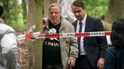 Frank Thiel trifft mit Rechtsmediziner Professor Boerne am Tatort ein, l-r: Axel Prahl als Frank Thiel, Jan Josef Liefers als Karl-Friedrich Boerne