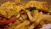 Sandwich and fries from Lenny's Deli in Los Angeles, as seen on Food Network's Mystery Diners, Season 9.