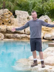 Lucas Congdon showing off the completed Giuffre pool.
