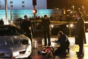 Jorja Fox (Sara Sidle), William Petersen (C.S.I. Night Shift Supervisor Dr. Gil Grissom), Paul Guilfoyle (Captain Jim Brass)