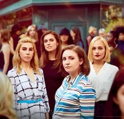 (l-r) Shoshanna Shapiro (Zosia Mamet), Marnie Michaels (Allison Williams), Hannah Horvath (Lena Dunham), Jessa Johansson (Jemima Kirke)