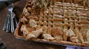 Close up of corner of apple pie, as seen on Baked in Vermont, Season 1.