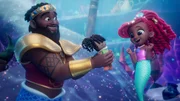 l-r: King Triton (Taye Diggs), Ariel (Mykal-Michelle Harris)