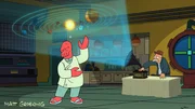 Während Zoidberg (l.) noch die Arbeitsparty genießt, passiert Conrad etwas Schreckliches ...