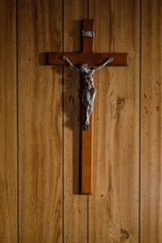 crucifix covered in blood