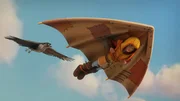 Leo fliegt mit einem Falken.