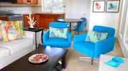 Living room of the guest house at Terraza del Mar house, shown to client's Chantal and Andy Mitchell, in Sosua, Dominican Republic, as seen on HGTV's "Caribbean Life".