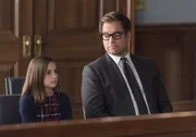 Pictured L-R:Charlie Kensington (Annabelle Wachtel)  and Dr. Jason Bull  (Michael Weatherly)