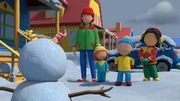 Caillou und Sarah bauen Schneemänner.