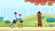 Der Postflamingo hat ein Päckchen für Sherlock Yack.