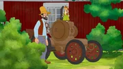 Petersson hat mit der Hilfe von Findus seinen alten Traktor repariert und wieder fahrbar gemacht.