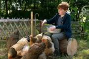Tadeo (Kajetan Filip Simon) hat sein Herz für Tiere entdeckt. Besonders Riesenhuhn Alekto hat es ihm angetan.