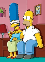 Homer (r.) muss sich so einige Tricks einfallen lassen, denn Marge (l.) soll auf keinen Fall merken, dass er die kleine Maggie beim Einkaufen "verloren" hat ?.