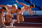 Olympische Spiele in Seoul: mit Jürgen Hingsen (rechts, BRD), Fehlstart beim 100m Sprint.