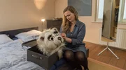 Susanne Zarnow (Susanne Engelhardt) hat die Kommissare belogen. Bei einer weiteren Befragung lugt der Kopf eines Tierkostüms aus ihrem Küchenabfall heraus.