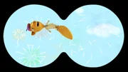 Bernhard springt vor Freude über das schöne Feuerwerk in die Luft.
