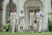 l-r: Bertie Hexham (Harry Hadden-Paton), Lady Edith (Laura Carmichael), Lucy Smith (Tuppence Middleton), Tom Branson (Allen Leech)